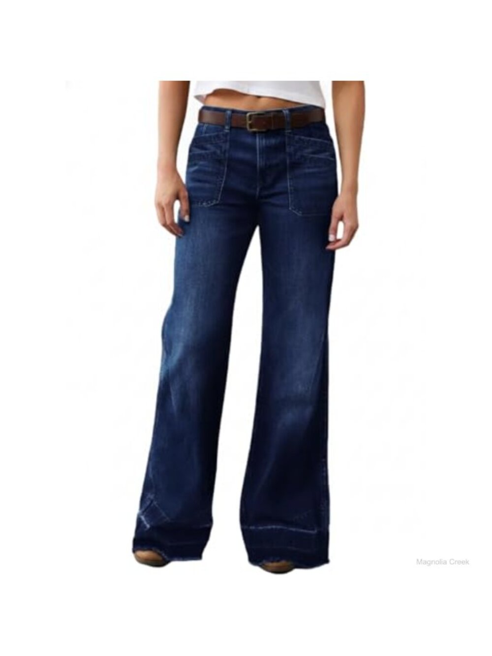 Wide Leg Jeans Mid Rise Baggy Loose Fit Stretch Denim Pants